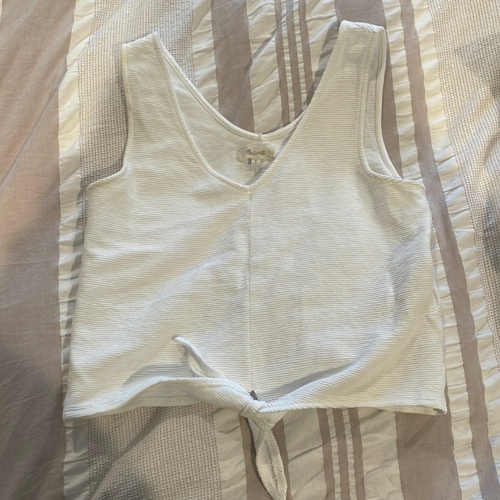 Madewell White Tie-Front Tank Top